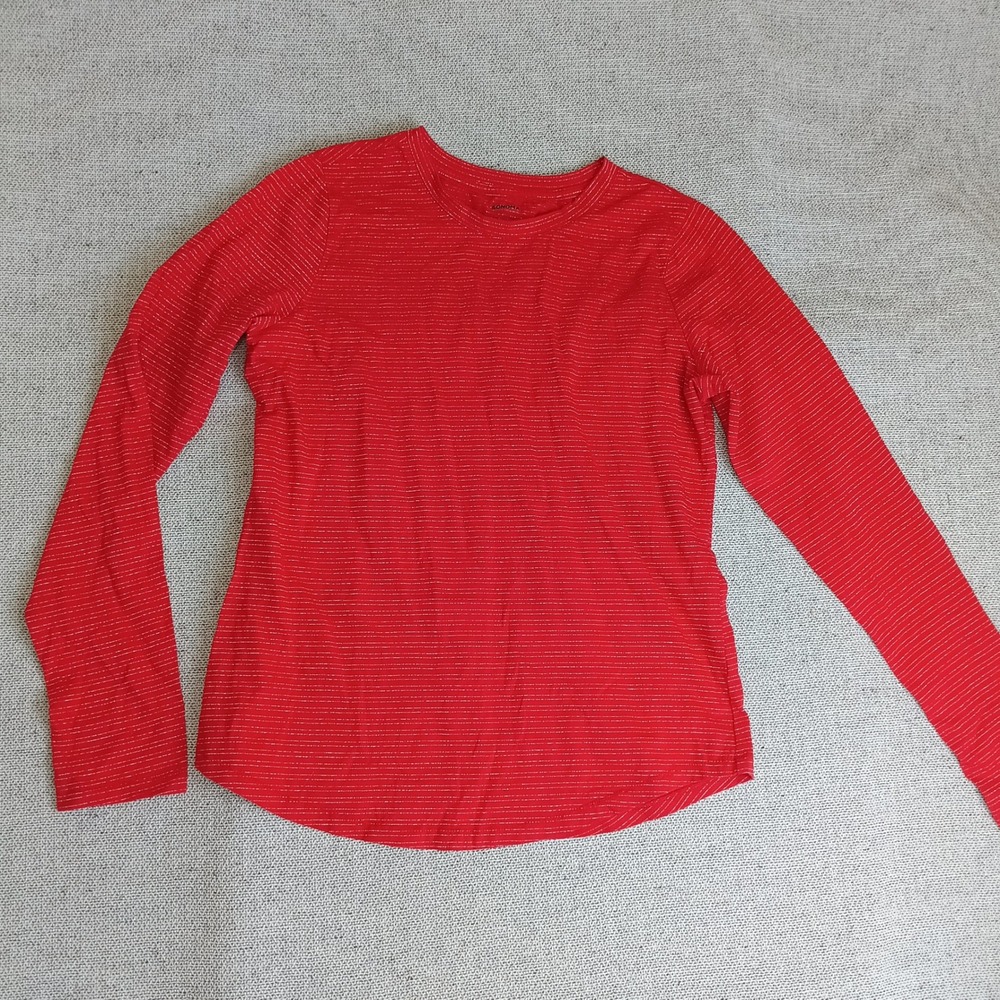 Sonoma The Everyday Tee Women S Red Excellent Metallic Striped Long Sleeve Top